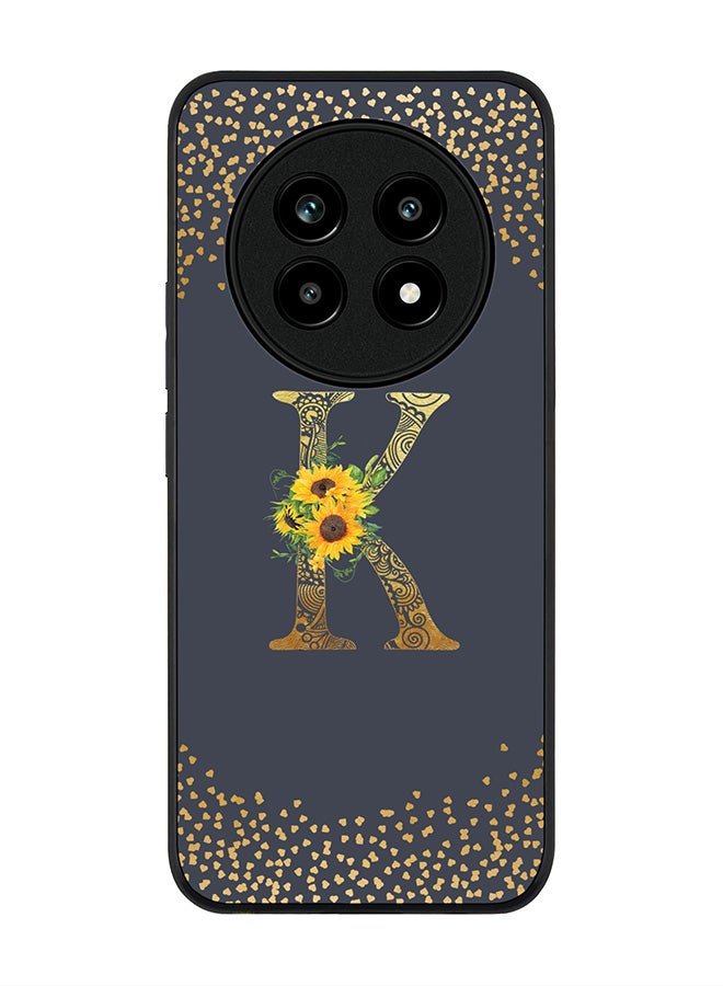 For Realme 13 Pro / 13 Pro+ Case,Slim fit Camera Protection, Shockproof Thin Phone cover  - Custom Floral Monogram - K  (Grey )